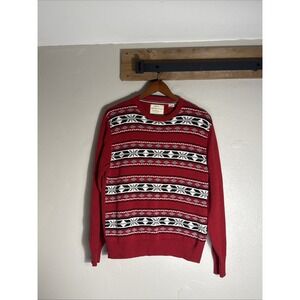 Weatherproof Fair Isle Print Crew Neck Sweater Red Men's Size Large